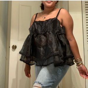 Open back baby doll top